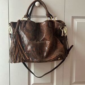 G.I.L.I. Brown Shoulder Bag with Tassel and Adjustable Strap